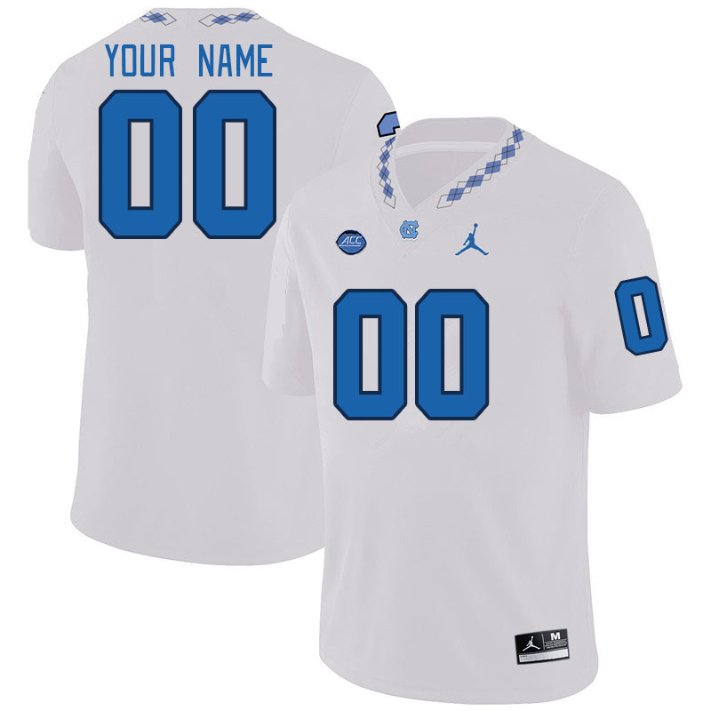 Custom North Carolina Tar Heels Name And Number College Football Jerseys Stitched-White - Click Image to Close